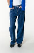 Colourful Rebel Gaias Rhinestones High Rise Wide Leg Denim Pants