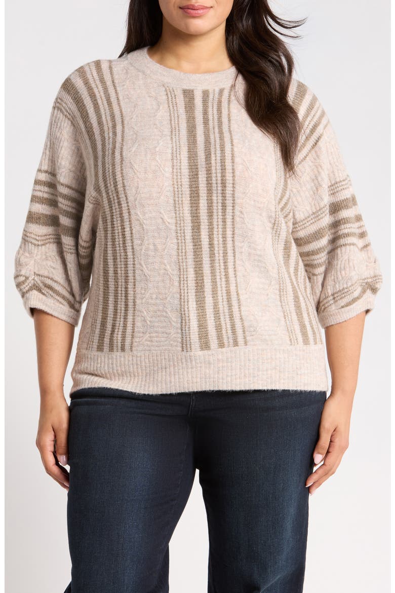 Striped Dolman Sleeve Sweater, Main, color, OATMEAL/ OYSTER MUSHROOM