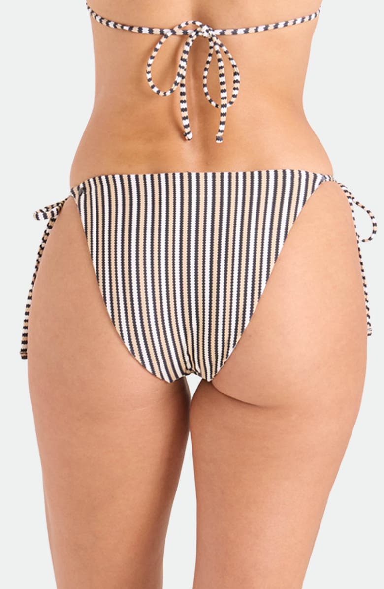 Volcom Hibiscus Diamond Side Tie Bikini Bottoms, Alternate, color, Black Ecru