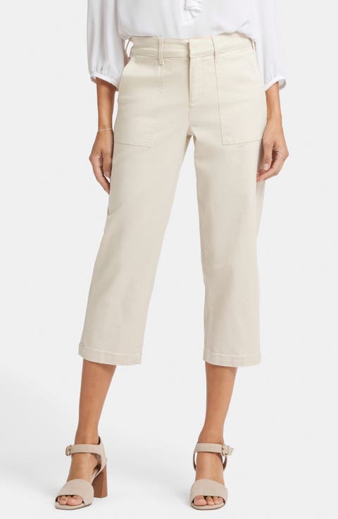 Straight Leg Stretch Twill Utility Capri Pants (Petite)