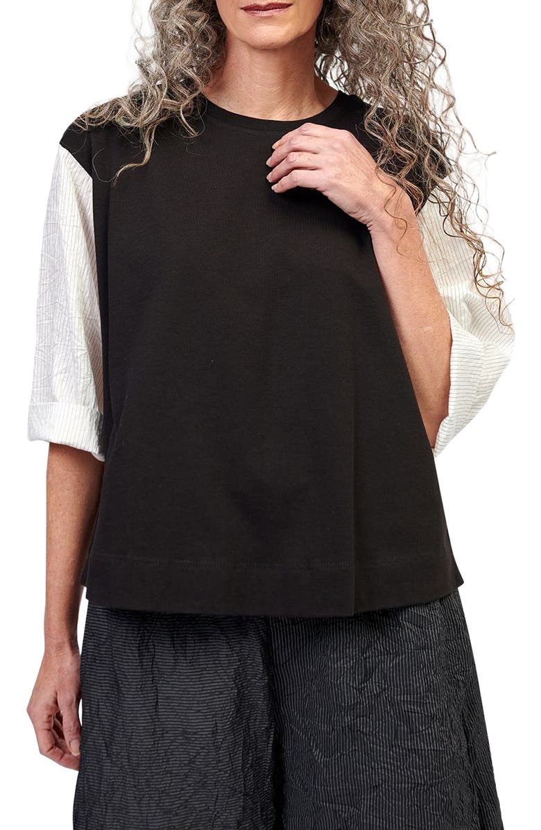 Alembika Crew neck mixed media tee, Alternate, color, 