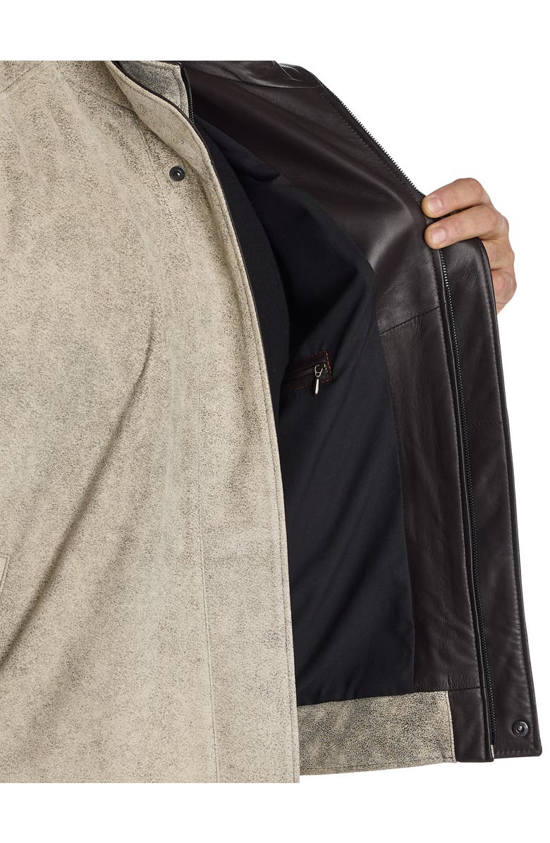 Remy Big & Tall Double-Collar Diego Leather Jacket, Alternate, color, Grey