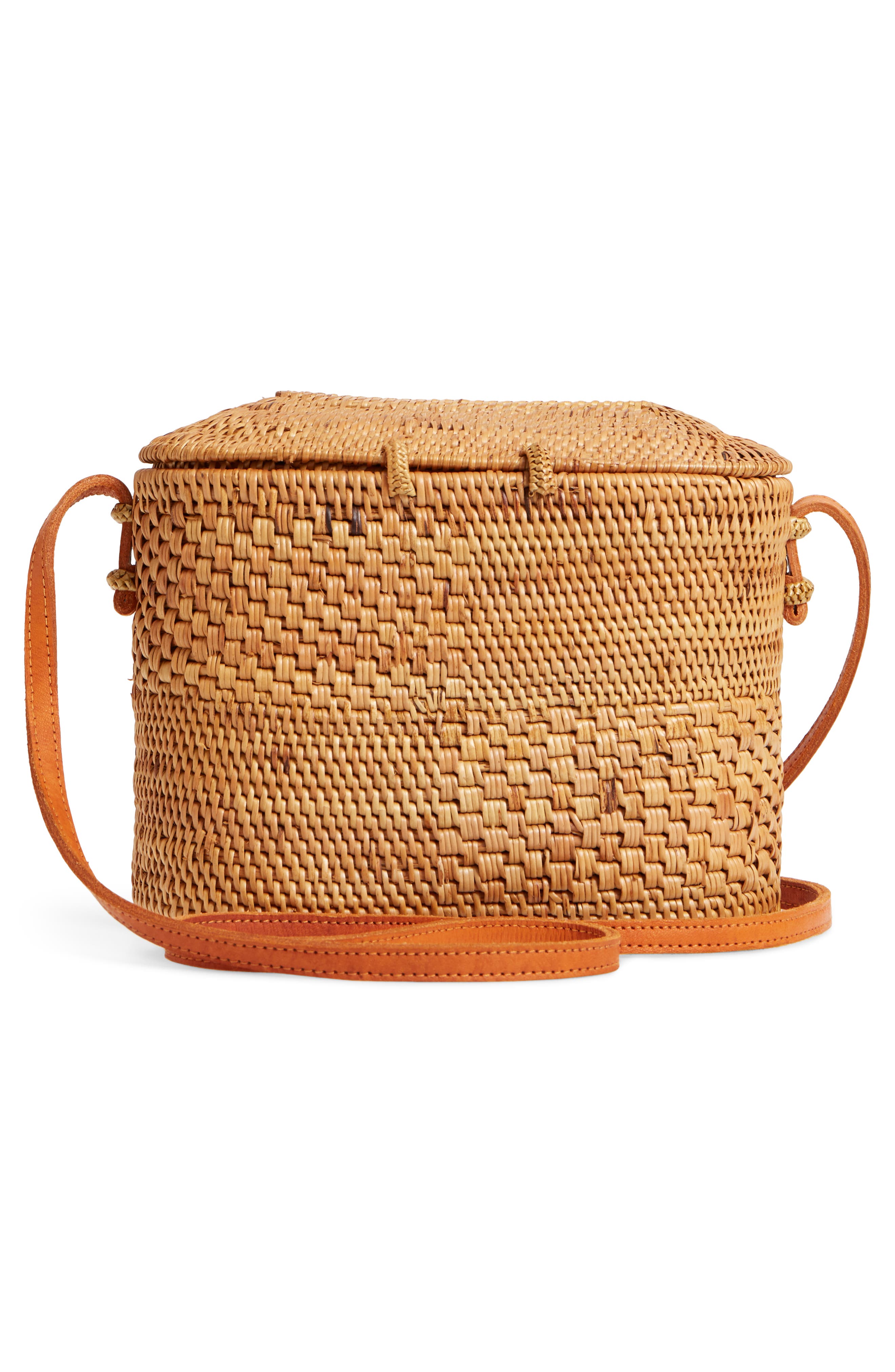 Street Level Woven Rattan Box Crossbody Bag, Alternate, color, 