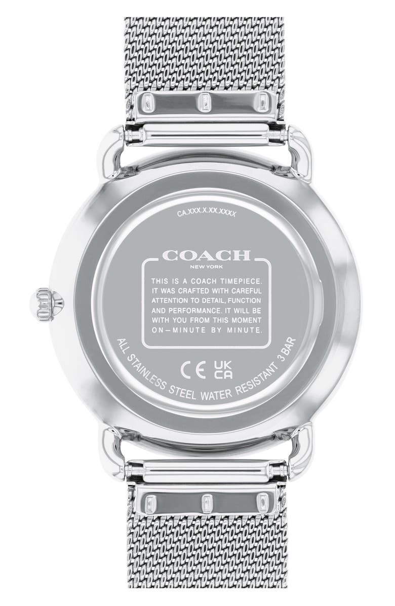 COACH Elliot Mesh Strap Watch, 36mm, Alternate, color, Silver White