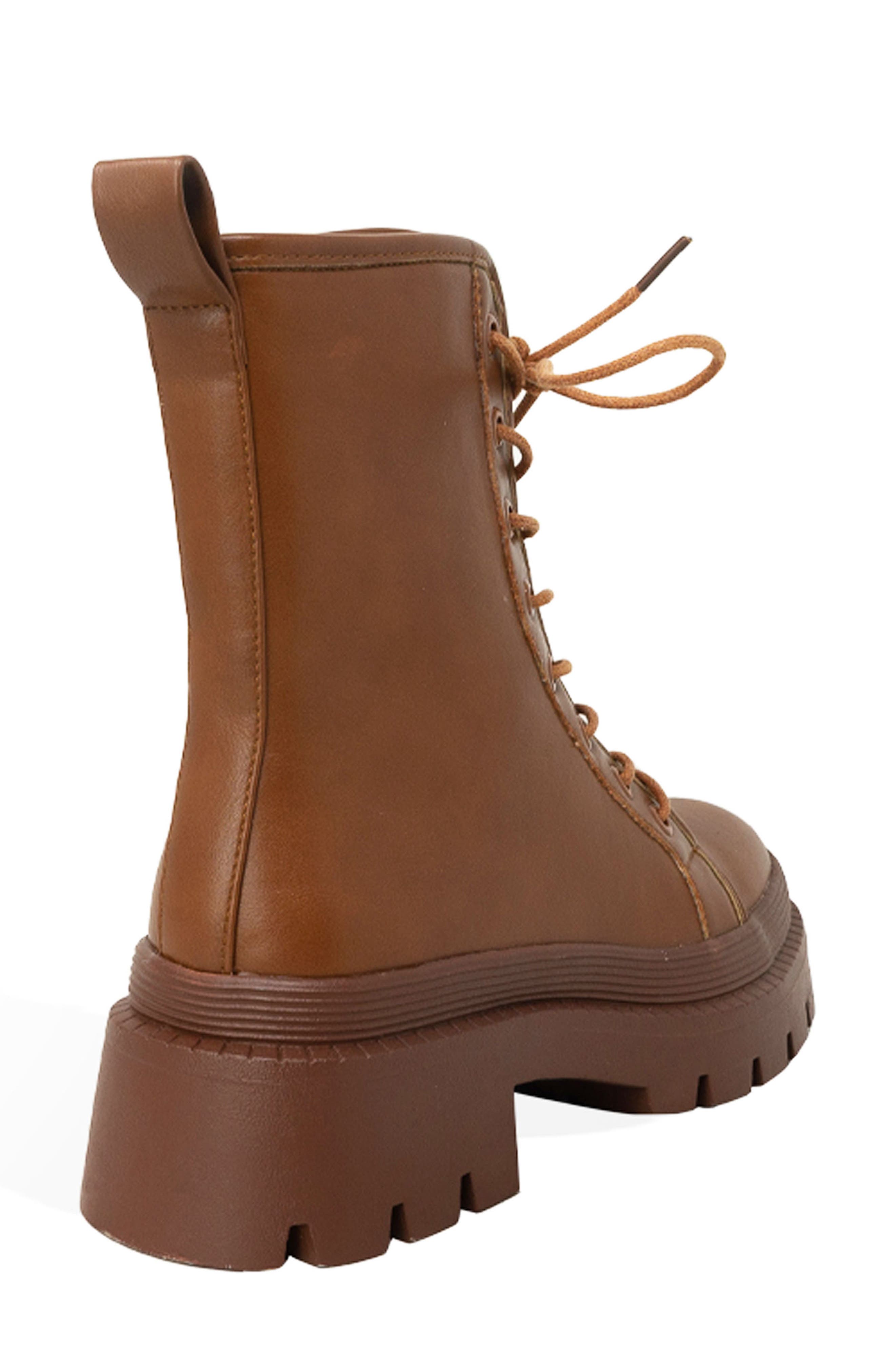 CHASE AND CHLOE Virgo Lugged Combat Boot, Alternate, color, Cognac