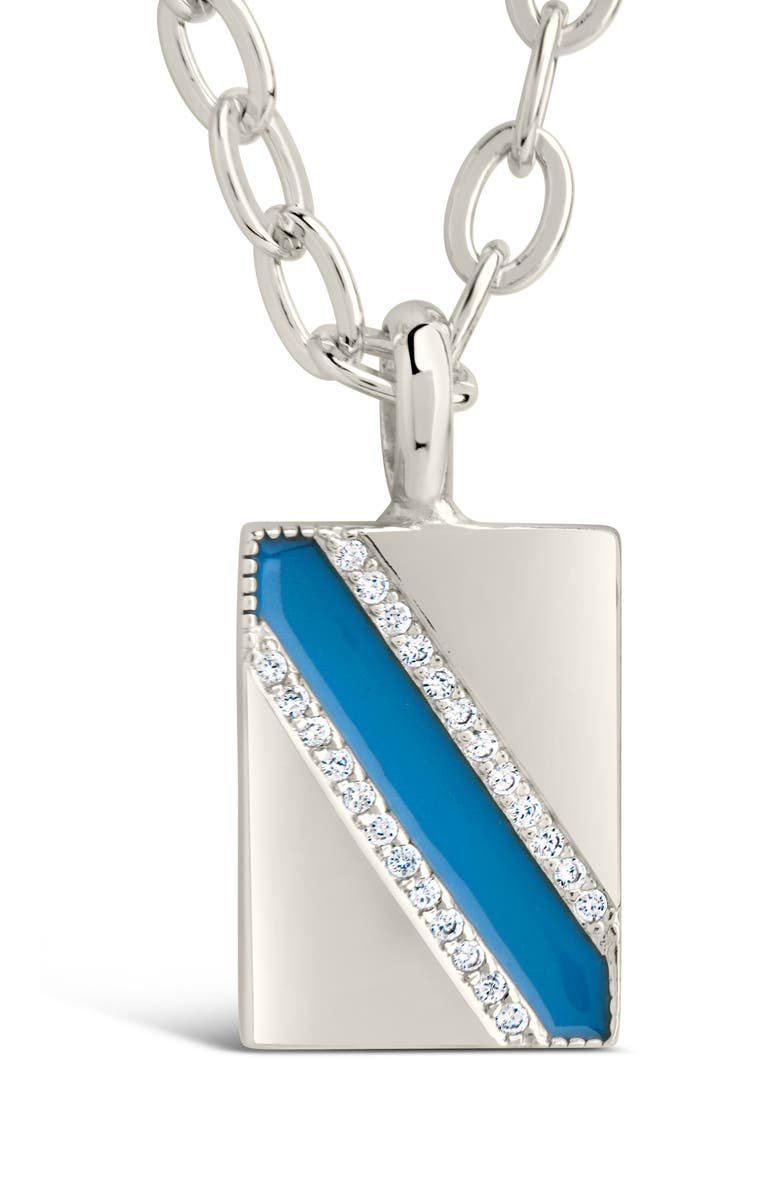 Sterling Forever Calliope Enamel Rectangle Pendant Necklace, Alternate, color, 