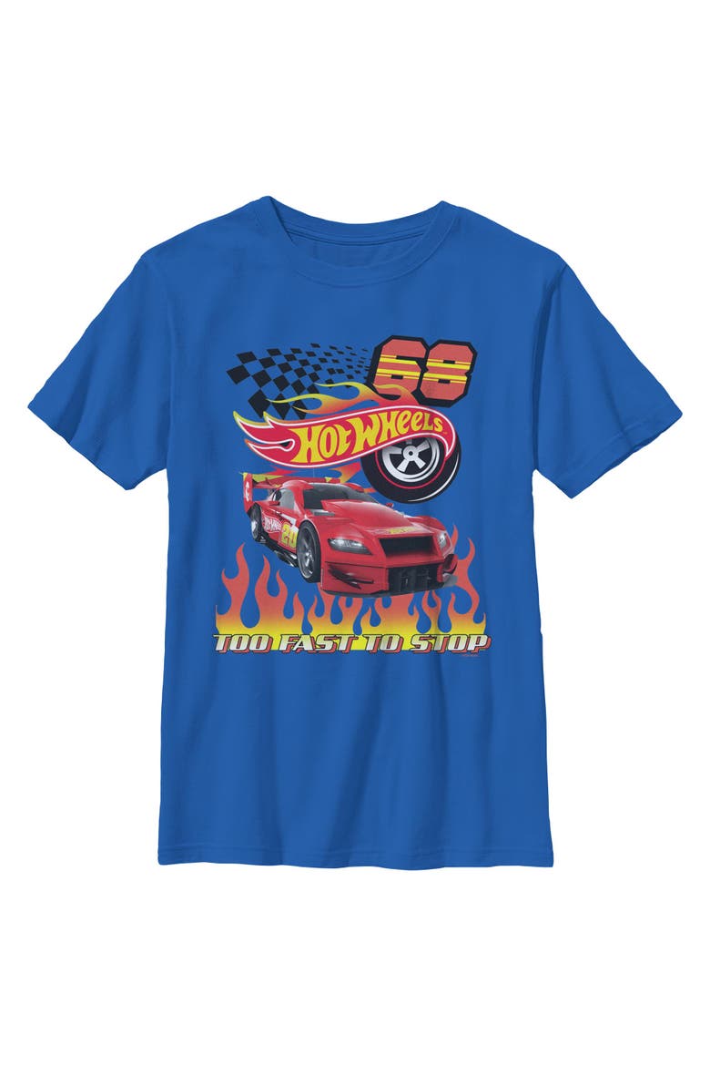 Boy's Hot Wheels Too Fast to Stop  Graphic T-Shirt, Main, color, Royal Blue