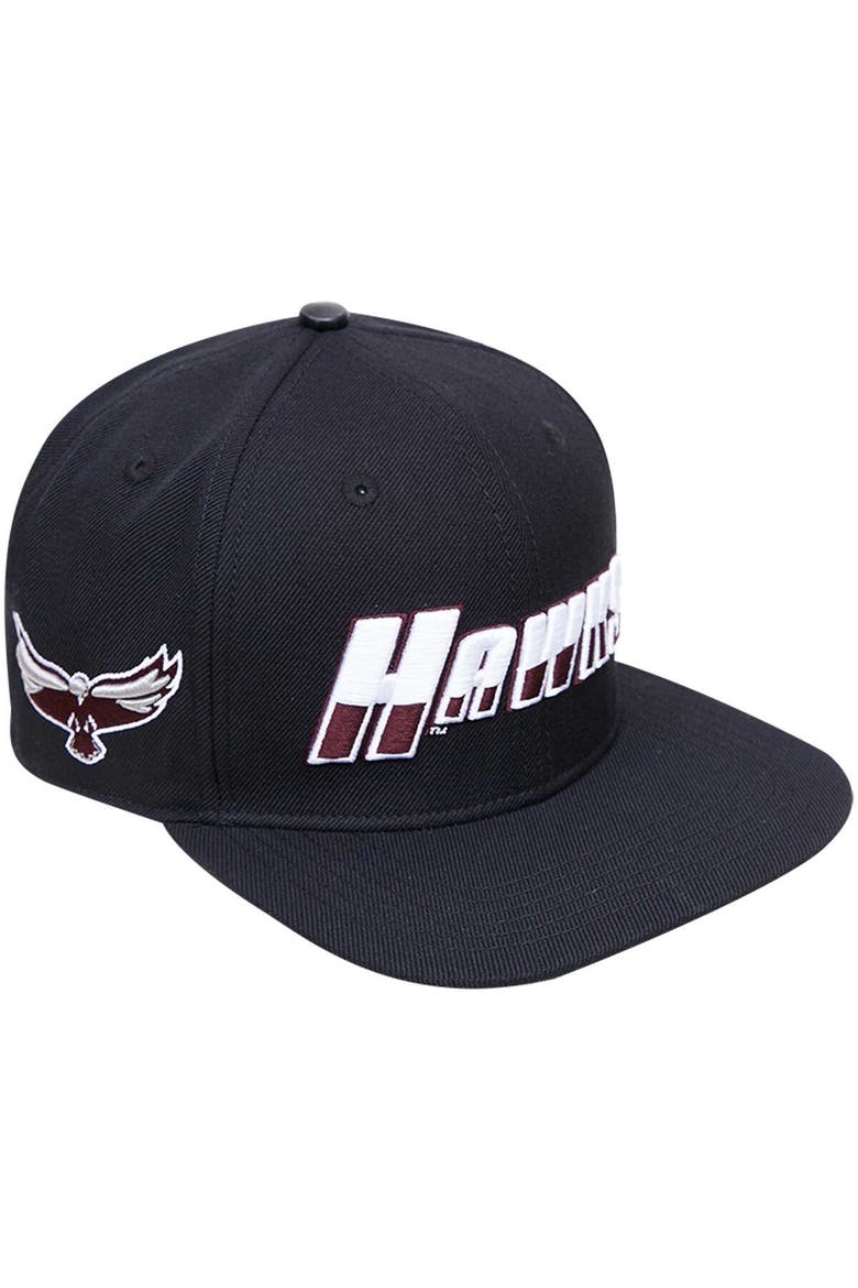 Men's Pro Standard Black Maryland Eastern Shore Hawks Arch Over Logo Evergreen Snapback Hat, Main, color, Black