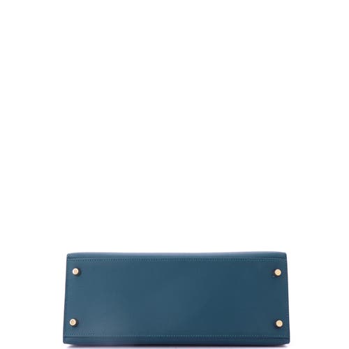 Pre-owned Hermes Hermes Kelly Handbag Blue Epsom With Gold Hardware 28 In Blue