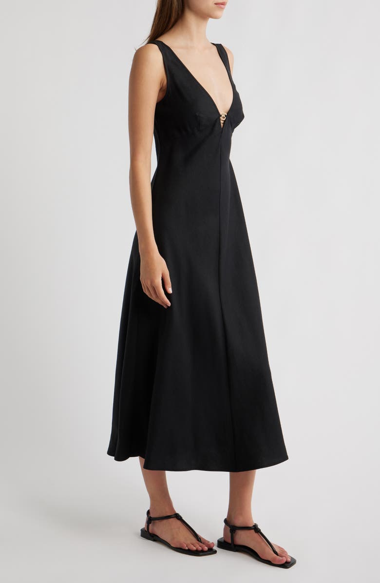 Rails Avila Metal Accent Sleeveless V-Neck Midi Dress, Alternate, color, Black