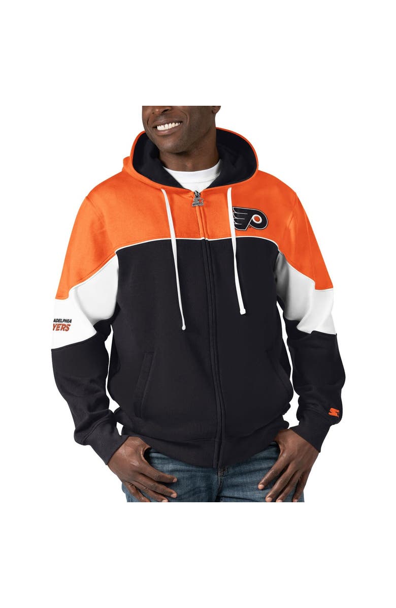 STARTER Men's Starter Black/Orange Philadelphia Flyers Power Forward Full-Zip Hoodie, Alternate, color, Black