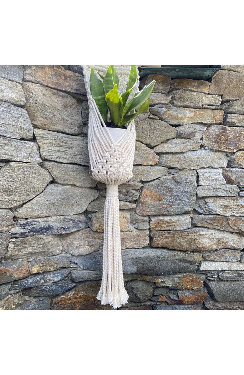 FLORA BUNDA 33" Macramé Plant Hanger, Alternate, color, White