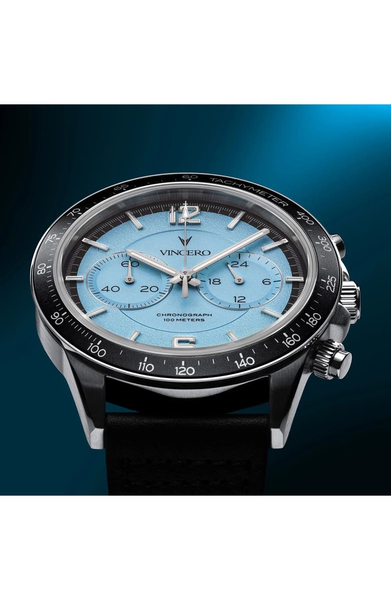 Vincero The Apex Prism Chronograph Leather Strap Watch, 42mm, Alternate, color, Jet Stream
