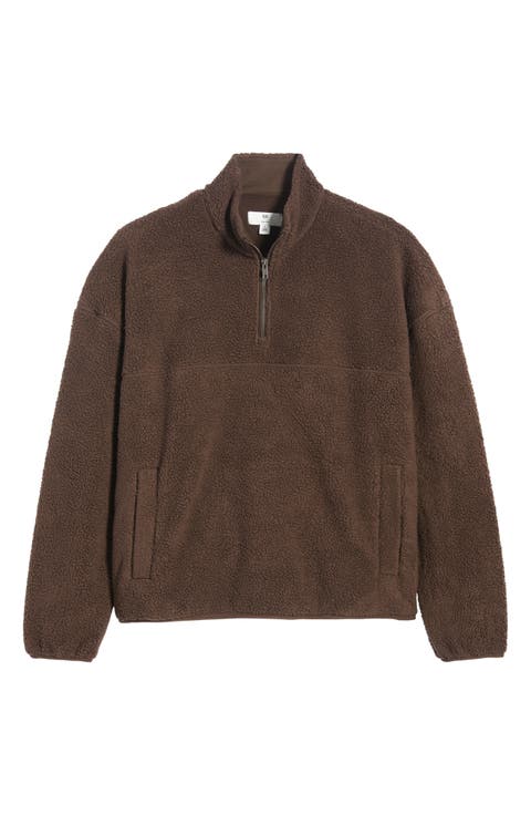 Faux Shearling Quarter Zip Pullover