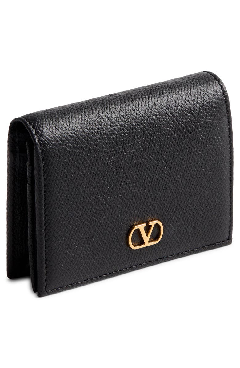 Valentino Garavani VLOGO Leather Bifold French Wallet, Alternate, color, Black