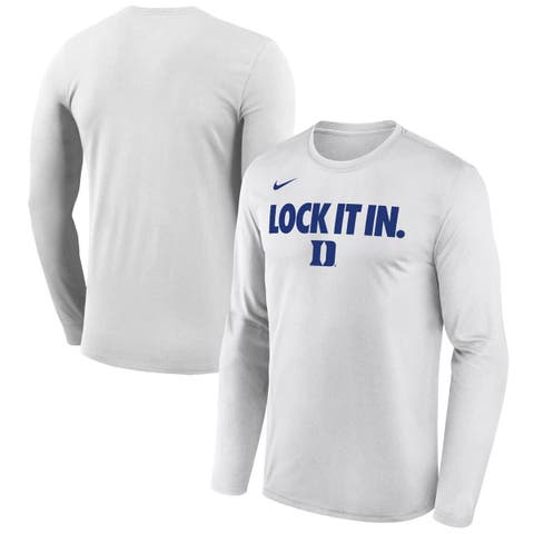 Men's Nike  White Duke Blue Devils 2026 On-Court Bench Long Sleeve T-Shirt