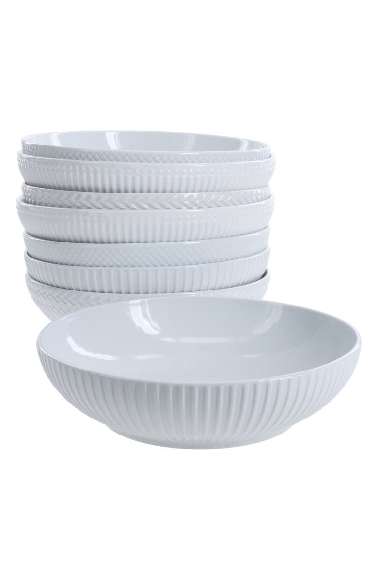 BIA Cordon Bleu Set of 8 Assorted Textured Pasta Bowls, Alternate, color, White