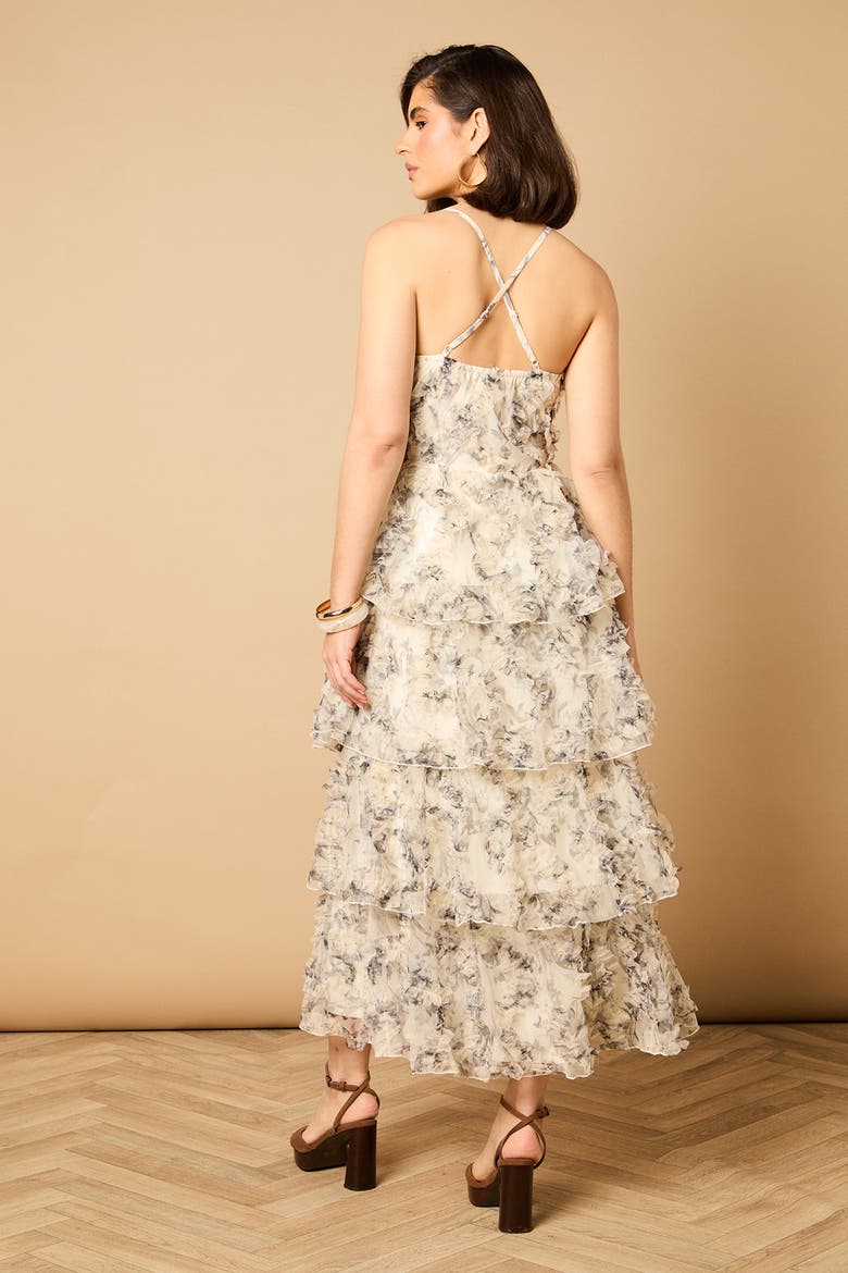 Floral Textured Strappy Midaxi Dress, Alternate, color, Mono