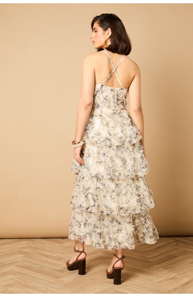 Oasis Floral Textured Strappy Midaxi Dress, Alternate, color, Mono