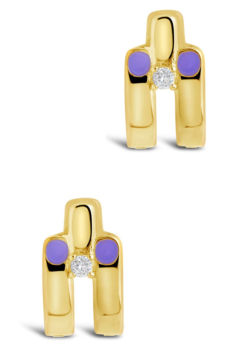 Zella CZ Huggie Hoop Earrings, Alternate, color, GOLD