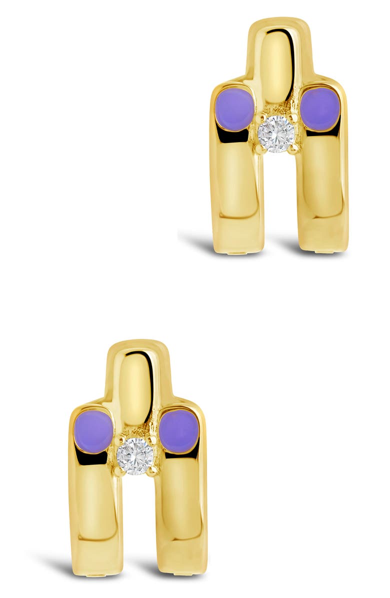 Sterling Forever Zella CZ Huggie Hoop Earrings, Alternate, color, Gold