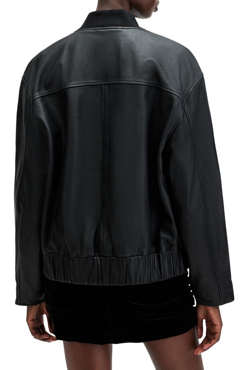 AllSaints Yara Leather Bomber Jacket, Alternate, color,