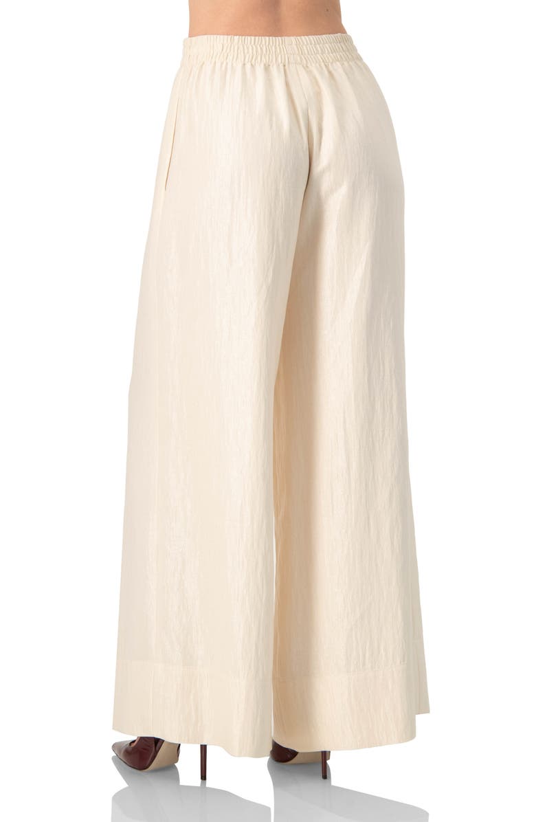IVONNE High-Waisted Wide-Leg Trousers with Elastic Waistband, Alternate, color, Natural
