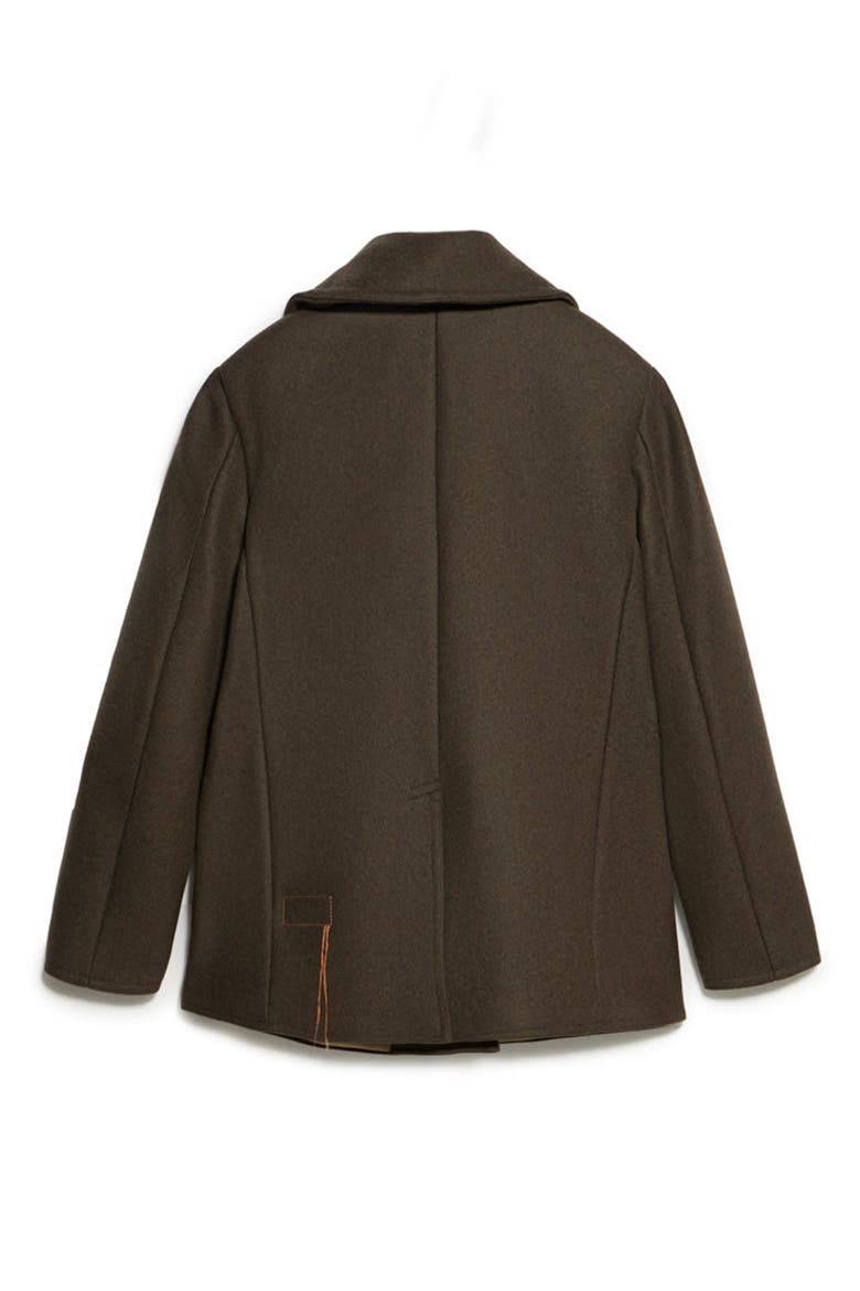 Peacot Double Breasted Wool Blend Coat, Alternate, color, Green