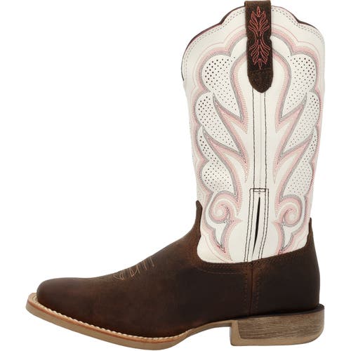 Durango White Ventilated Western Boot In Brown