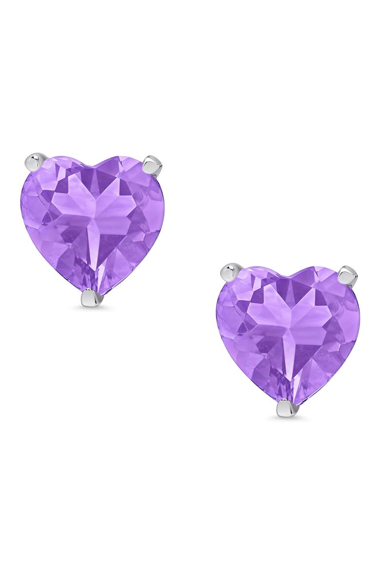Kids' Cubic Zirconia Heart Stud Earrings, Main, color, PURPLE