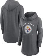 Nike Women's Nike Heather Charcoal Pittsburgh Steelers Raglan Funnel Neck Pullover Hoodie