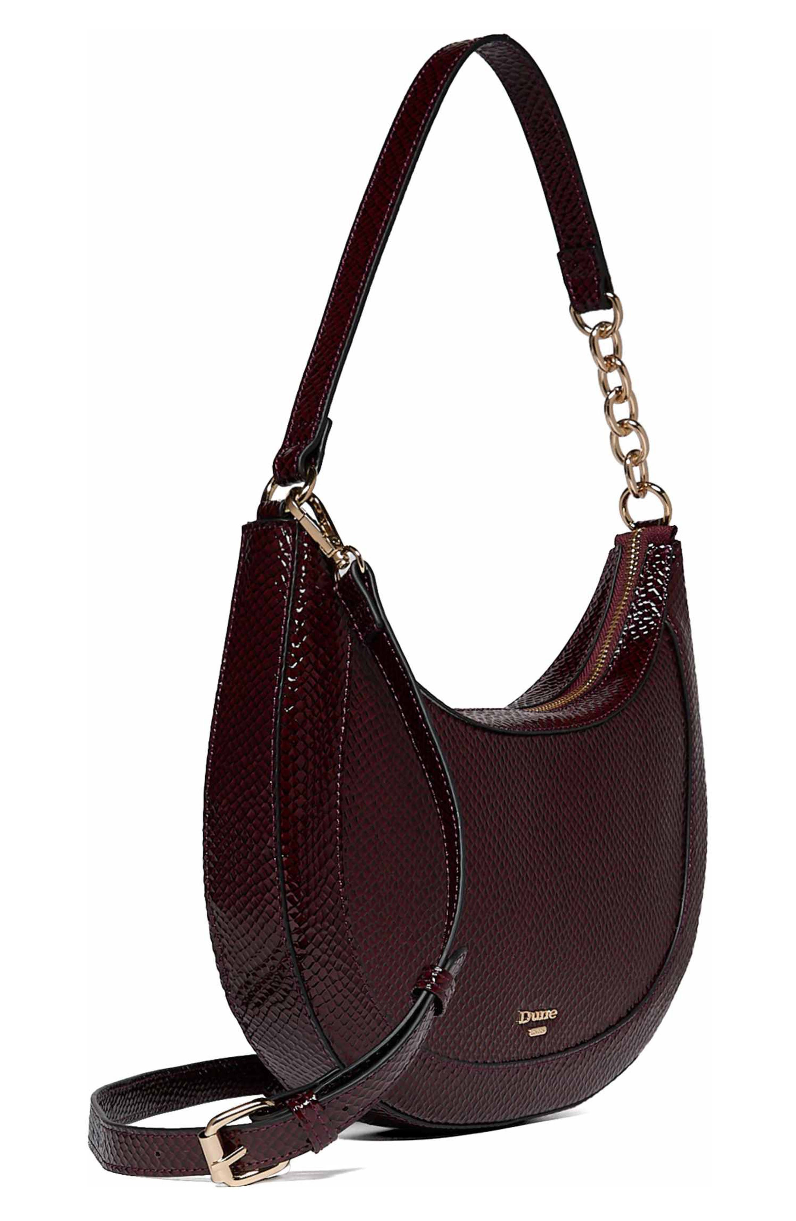 Diversions Faux Leather Shoulder Bag, Alternate, color, BURGUNDY