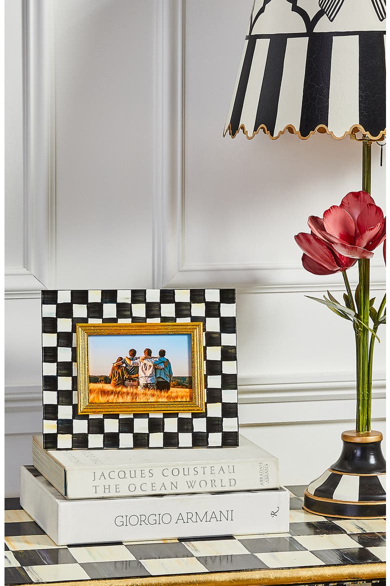 Courtly Check Enameled Steel 4 x 6-Inch Picture Frame, Alternate, color, BLACK/ WHITE