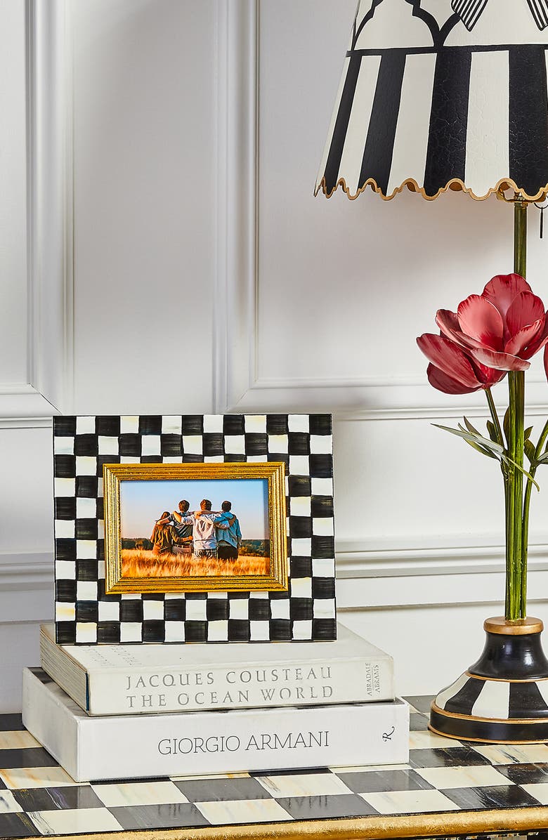MACKENZIE CHILDS Courtly Check Enameled Steel 4 x 6-Inch Picture Frame, Alternate, color, Black/ White