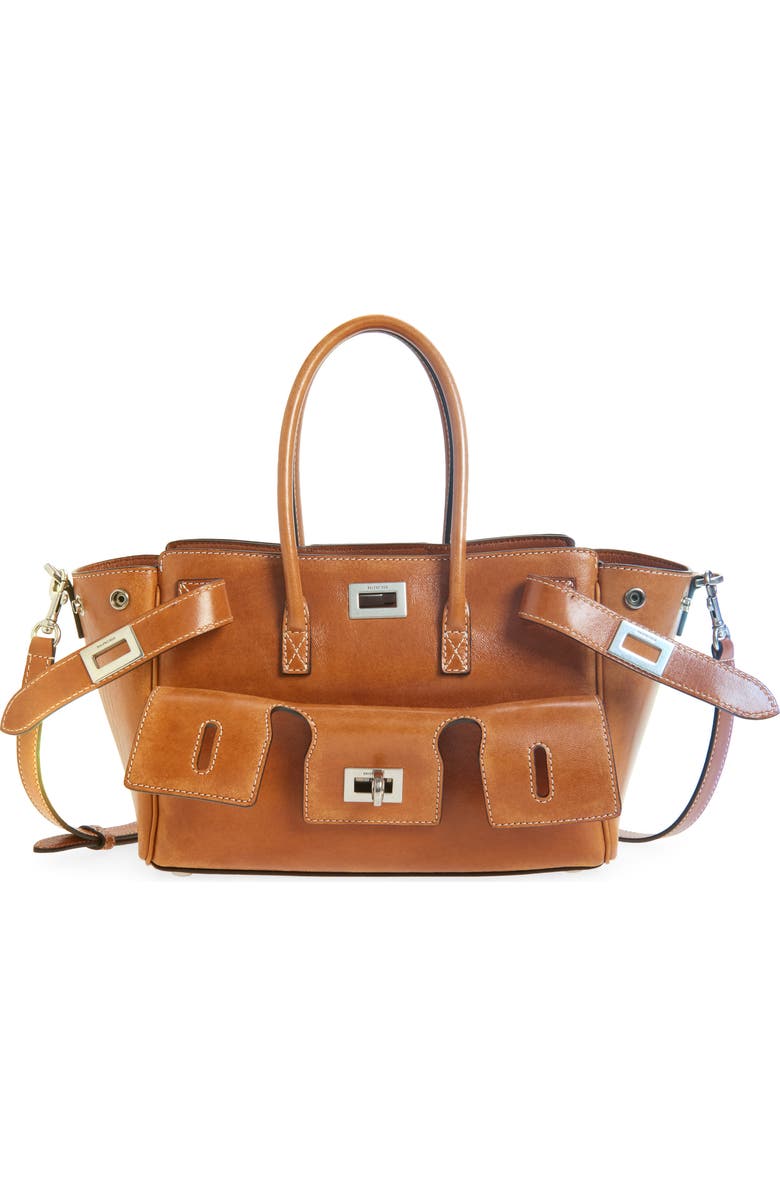 Balenciaga Mini Bel Air Leather Carry All Bag, Main, color, 2753 Light Brown