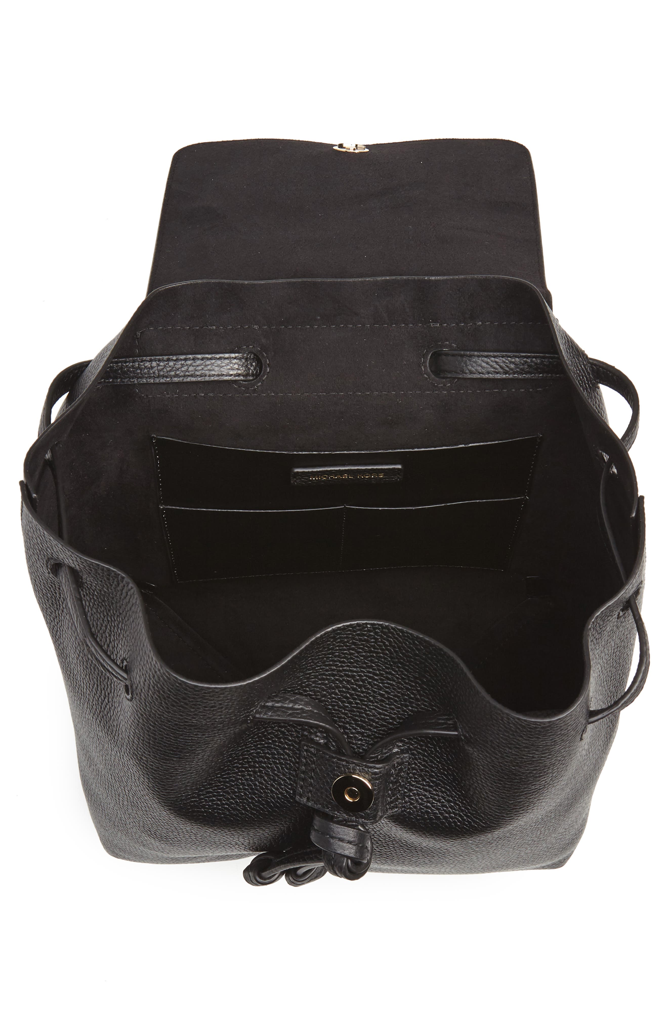 Medium Leather Backpack, Alternate, color, BLACK