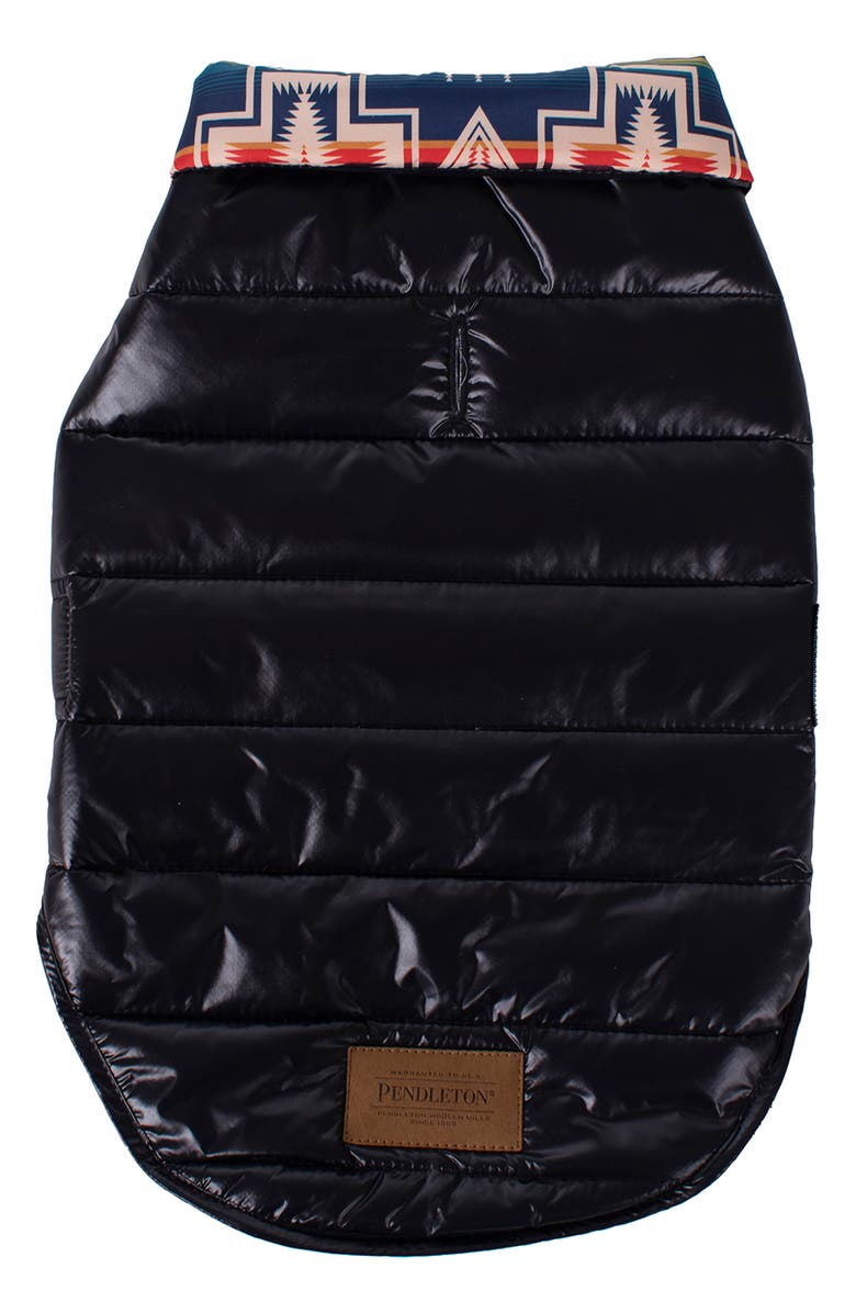Pendleton Puffer Dog Coat, Main, color, Century Harding - Black