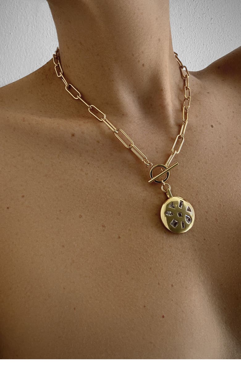 st. Moran Mixed Cubic Zirconia Toggle Necklace, Alternate, color, Gold