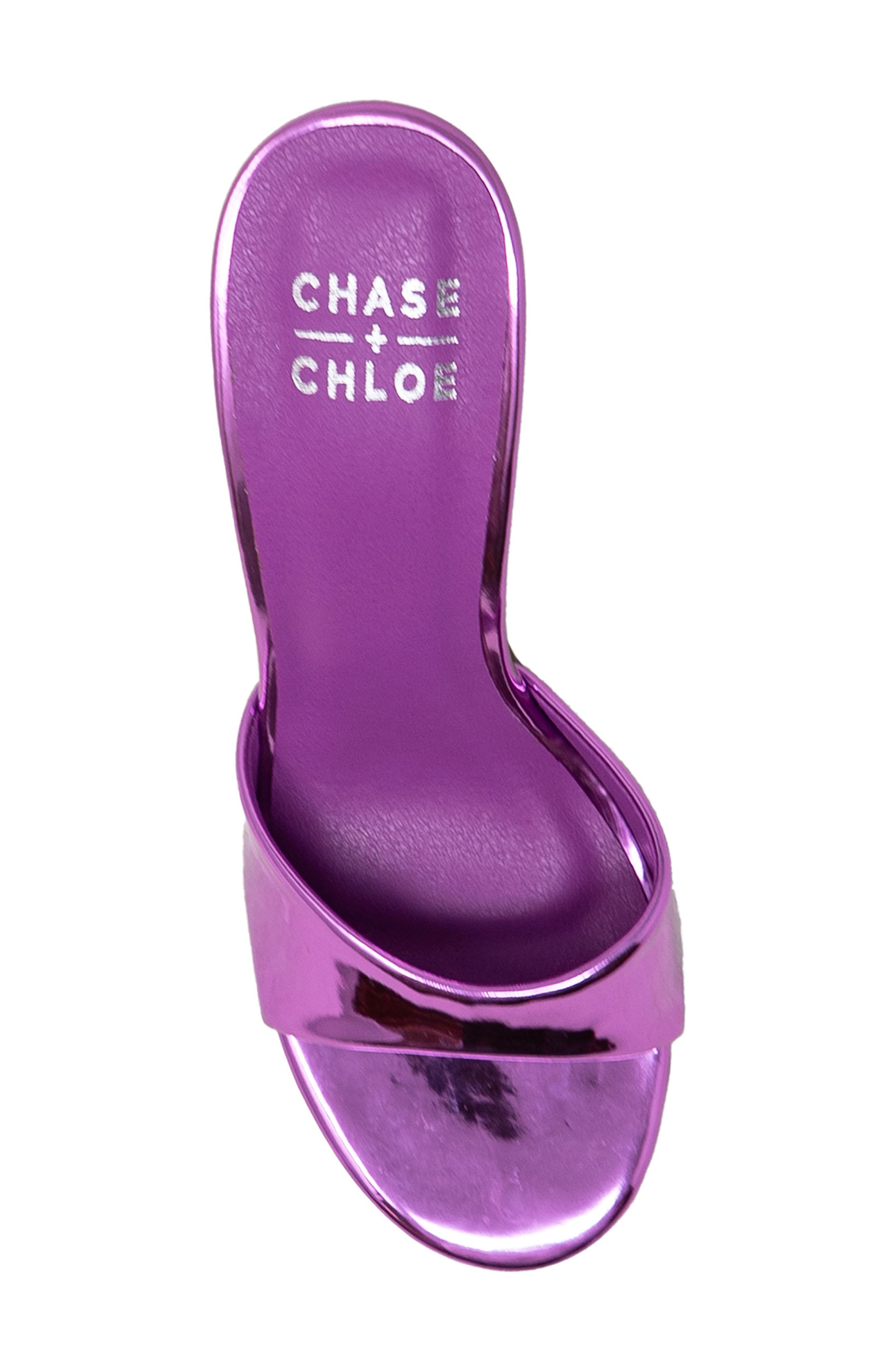 CHASE AND CHLOE Slide Stiletto Sandal, Alternate, color, Purple Mirror