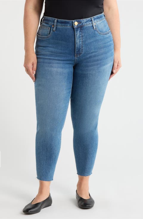 Rachael Fab Ab Raw Hem High Waist Crop Mom Jeans (Faithful) (Plus)