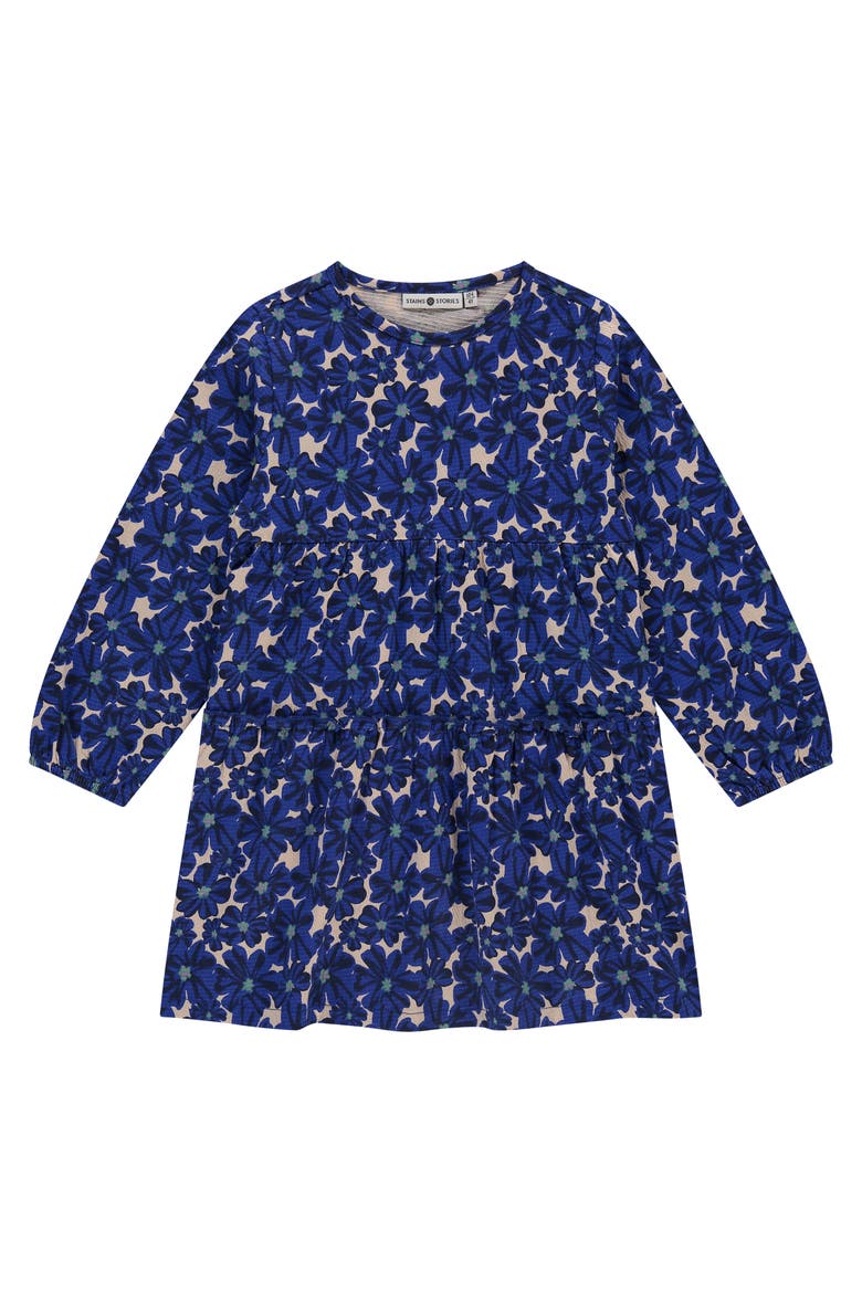 Allover Floral Tiered Dress, Main, color, Cobalt