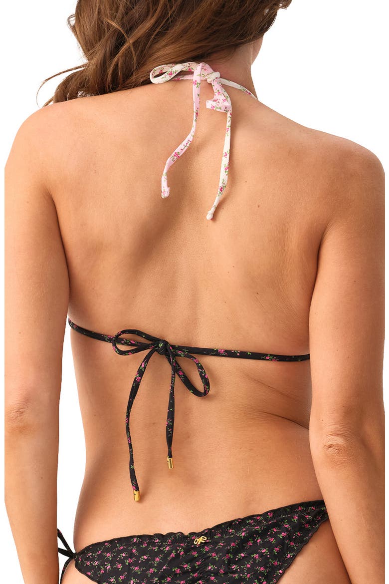Floral Lettuce Edge Triangle Bikini Top, Alternate, color, ROSEBUD
