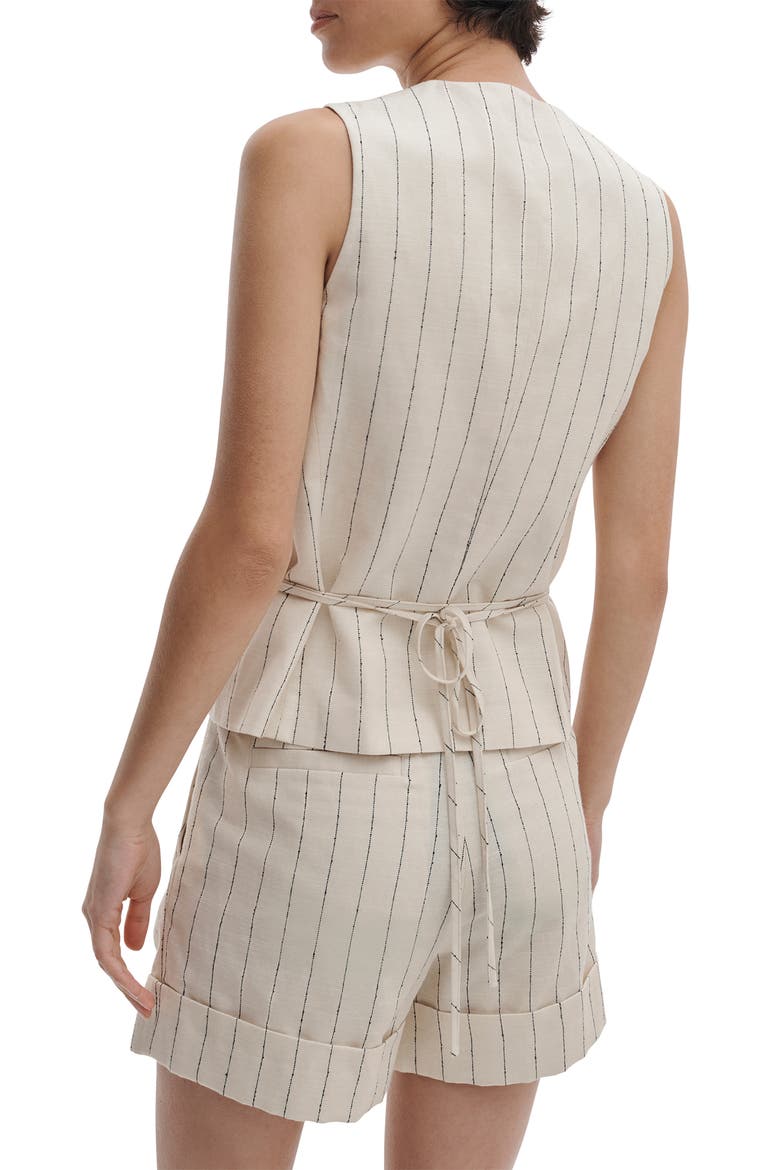 Paulette Tie Waist Stripe Vest, Alternate, color, WHITE STRIPE