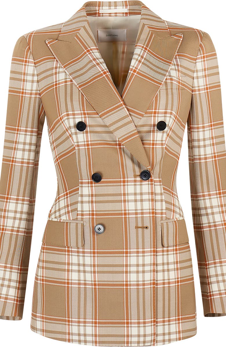 SUISTUDIO Cameron Double Breasted Check Wool Jacket, Alternate, color,