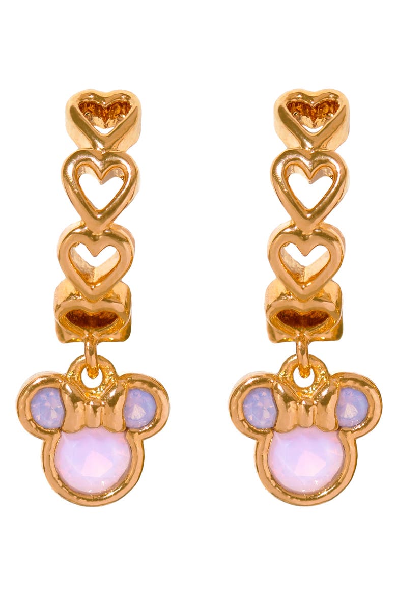 Kids' Disney Minnie Mouse Drop Earrings, Main, color, GOLD/ PINK