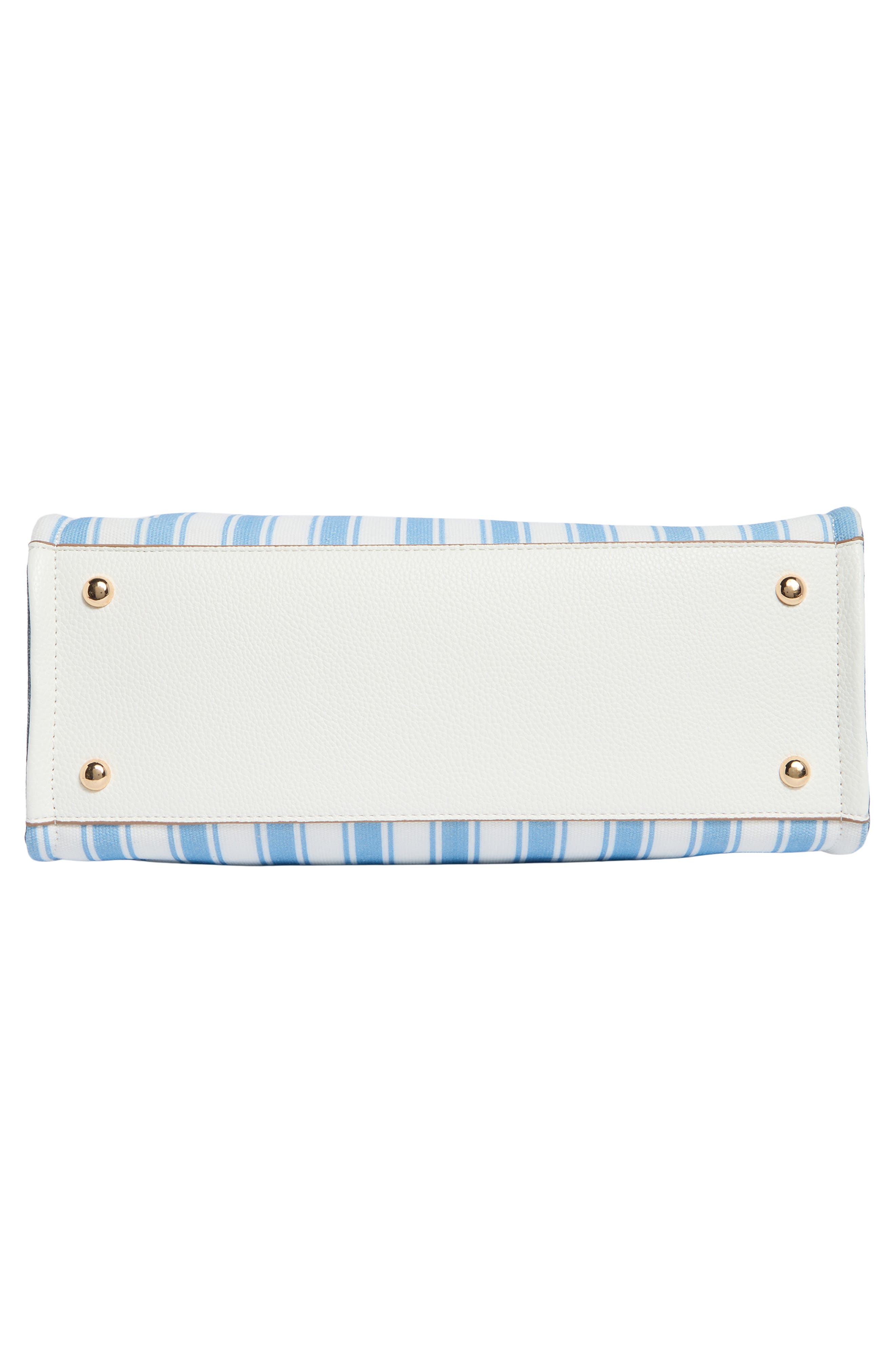 Nanette Lepore Printed Canvas Square Tote Bag, Alternate, color, Blue Multi Stripe/ Chalk