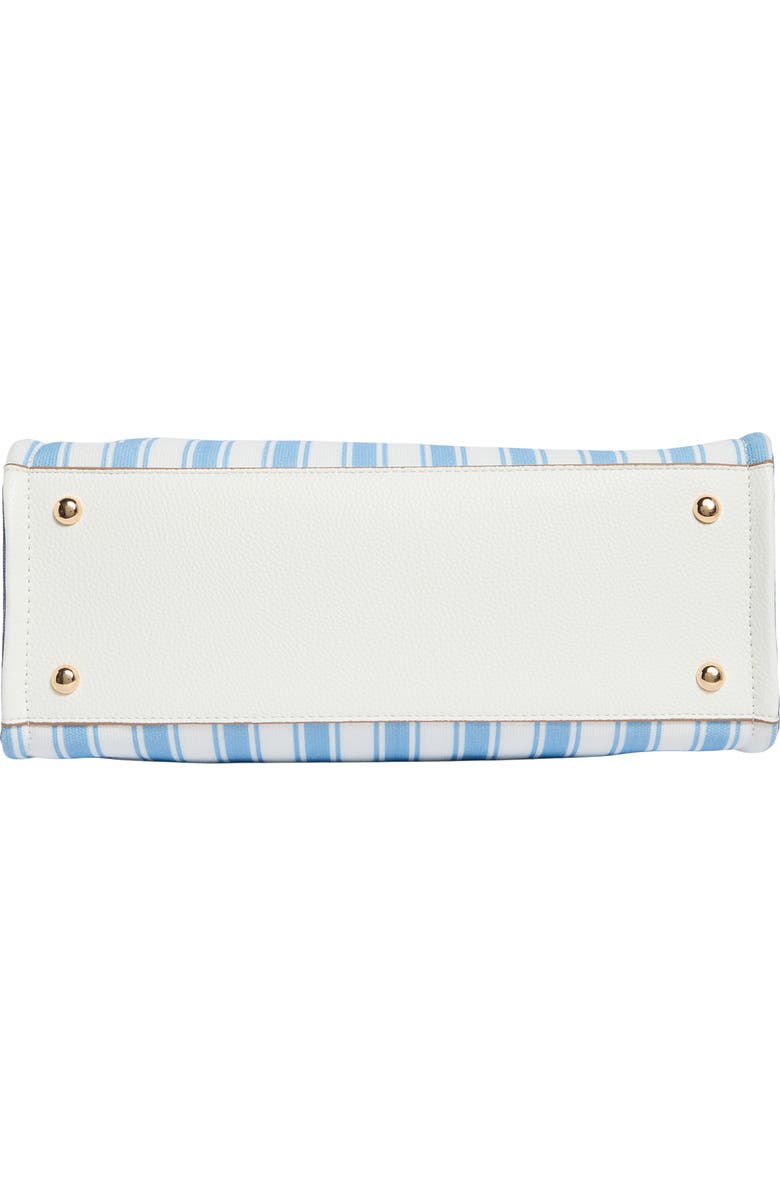Nanette Lepore Printed Canvas Square Tote Bag, Alternate, color, Blue Multi Stripe/ Chalk