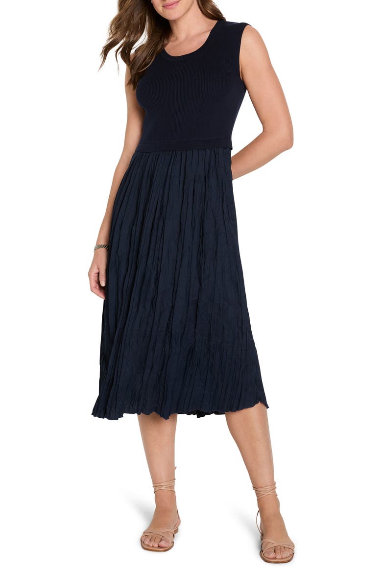 Kira Mixed Media Dress, Main, color, DARK INDIGO