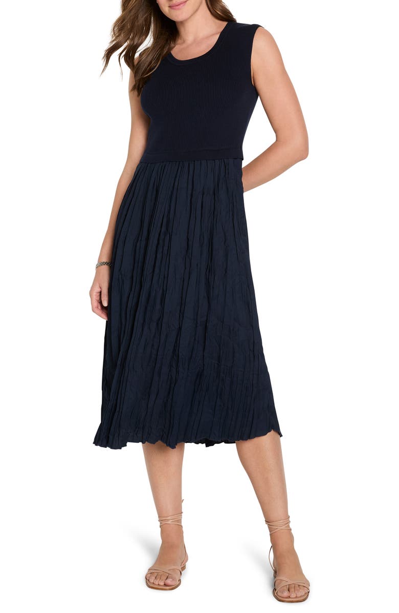 NIC+ZOE Kira Mixed Media Dress, Main, color, Dark Indigo