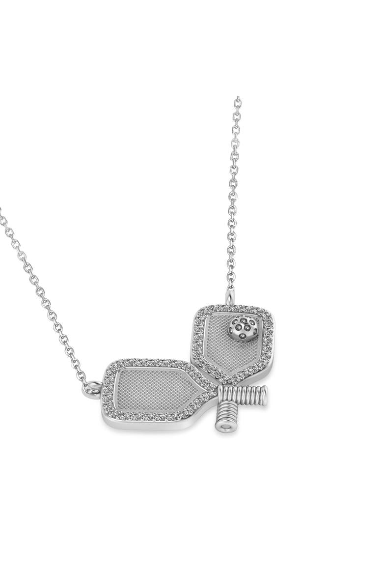 Diamond Large Dual Pickleball Paddle Pendant Necklace 14K, Alternate, color, 0.25ct, White Gold